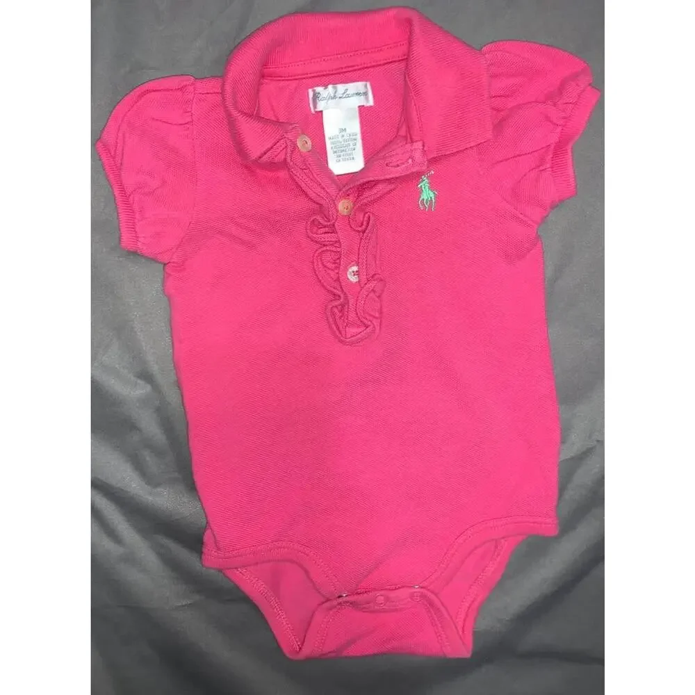 (3-6 months)Ralph Lauren Baby Girl Dress and Polo Bodysuit